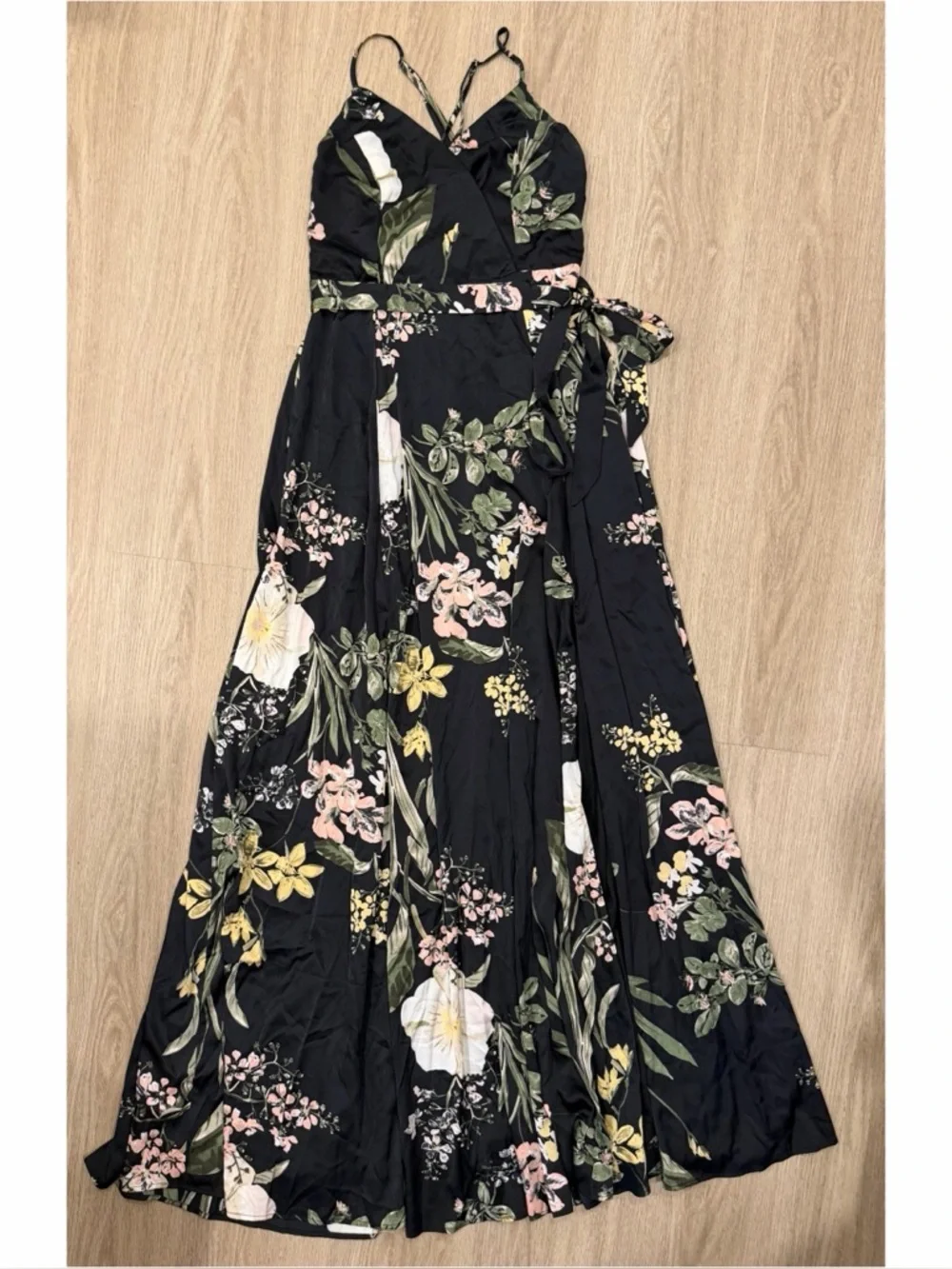 Lulu’s Still the One Black Floral Print Satin Maxi Dress - Picture 5 of 13